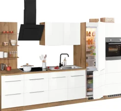 KOCHSTATION Küchenzeile »KS-Brindisi Breite 330 cm« wahlweise mit E-Geräten und Induktion, mit MDF-Fronten und Regal