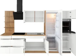 KOCHSTATION Küchenzeile »KS-Brindisi Breite 330 cm« wahlweise mit E-Geräten und Induktion, mit MDF-Fronten und Regal