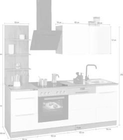 KOCHSTATION Küchenzeile »KS-Brindisi« Breite 220 cm, wahlweise mit E-Geräten, mit MDF-Fronten und Regal