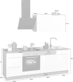 KOCHSTATION Küchenzeile »KS-Brindisi« Breite 220 cm, wahlweise mit E-Geräten, mit MDF-Fronten