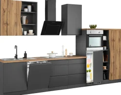 KOCHSTATION Küchenzeile »KS-Bruneck« 380cm breit, ohne E-Geräte, hochwertige MDF-Fronten