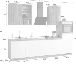 KOCHSTATION Küchenzeile »KS-Bruneck« 300cm breit, ohne E-Geräte, hochwertige MDF-Fronten