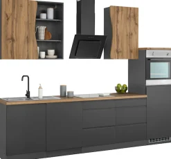 KOCHSTATION Küchenzeile »KS-Bruneck« 300cm breit, ohne E-Geräte, hochwertige MDF-Fronten