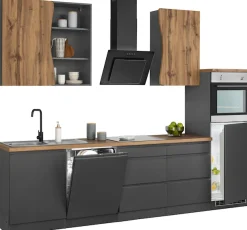 KOCHSTATION Küchenzeile »KS-Bruneck« 300cm breit, ohne E-Geräte, hochwertige MDF-Fronten