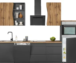 KOCHSTATION Küchenzeile »KS-Bruneck« 300cm breit, ohne E-Geräte, hochwertige MDF-Fronten
