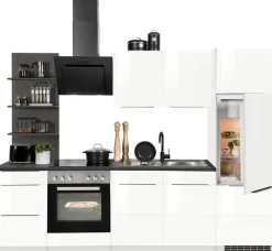 KOCHSTATION Küchenzeile »KS-Brindisi« Breite 270 cm, wahlweise mit E-Geräten, mit MDF-Fronten und Regal