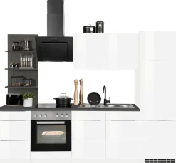 KOCHSTATION Küchenzeile »KS-Brindisi« Breite 270 cm, wahlweise mit E-Geräten, mit MDF-Fronten und Regal