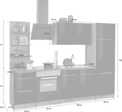 KOCHSTATION Küchenzeile »KS-Brindisi« Breite 270 cm, wahlweise mit E-Geräten, mit MDF-Fronten und Regal