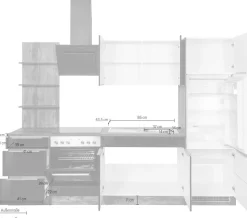 KOCHSTATION Küchenzeile »KS-Brindisi« Breite 270 cm, wahlweise mit E-Geräten, mit MDF-Fronten und Regal