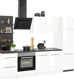 KOCHSTATION Küchenzeile »KS-Brindisi« Breite 270 cm, wahlweise mit E-Geräten, mit MDF-Fronten und Regal