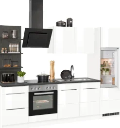 KOCHSTATION Küchenzeile »KS-Brindisi« Breite 270 cm, wahlweise mit E-Geräten, mit MDF-Fronten und Regal