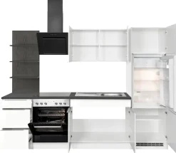 KOCHSTATION Küchenzeile »KS-Brindisi« Breite 270 cm, wahlweise mit E-Geräten, mit MDF-Fronten und Regal