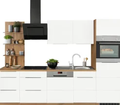 KOCHSTATION Küchenzeile »KS-Brindisi Breite 280 cm« wahlweise mit E-Geräten und Induktion, mit MDF-Fronten und Regal
