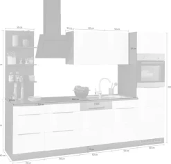 KOCHSTATION Küchenzeile »KS-Brindisi Breite 280 cm« wahlweise mit E-Geräten und Induktion, mit MDF-Fronten und Regal