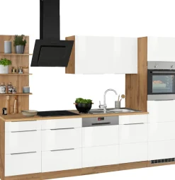 KOCHSTATION Küchenzeile »KS-Brindisi Breite 280 cm« wahlweise mit E-Geräten und Induktion, mit MDF-Fronten und Regal