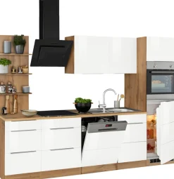KOCHSTATION Küchenzeile »KS-Brindisi Breite 280 cm« wahlweise mit E-Geräten und Induktion, mit MDF-Fronten und Regal