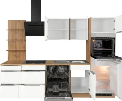 KOCHSTATION Küchenzeile »KS-Brindisi Breite 280 cm« wahlweise mit E-Geräten und Induktion, mit MDF-Fronten und Regal