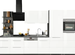 KOCHSTATION Küchenzeile »KS-Brindisi Breite 340 cm« wahlweise mit E-Geräten und Induktion, mit MDF-Fronten und Regal