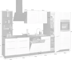 KOCHSTATION Küchenzeile »KS-Brindisi Breite 340 cm« wahlweise mit E-Geräten und Induktion, mit MDF-Fronten und Regal