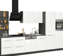 KOCHSTATION Küchenzeile »KS-Brindisi Breite 340 cm« wahlweise mit E-Geräten und Induktion, mit MDF-Fronten und Regal