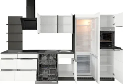 KOCHSTATION Küchenzeile »KS-Brindisi Breite 340 cm« wahlweise mit E-Geräten und Induktion, mit MDF-Fronten und Regal