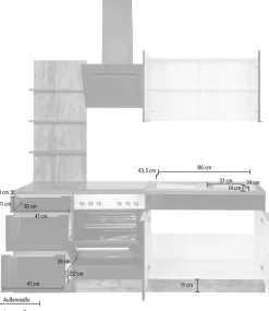 KOCHSTATION Küchenzeile »KS-Brindisi« Breite 210 cm, wahlweise mit E-Geräten, mit MDF-Fronten und Regal