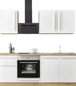 KOCHSTATION Küchenzeile »KS-Florida mit 38mm starker Arbeitsplatte« Breite 210 cm, wahlweise mit E-Geräten, mit Soft-Close-Funktion