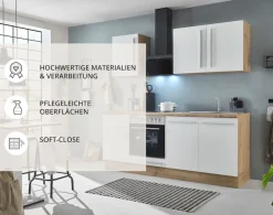 KOCHSTATION Küchenzeile »KS-Florida mit 38mm starker Arbeitsplatte« Breite 210 cm, wahlweise mit E-Geräten, mit Soft-Close-Funktion