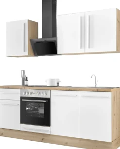 KOCHSTATION Küchenzeile »KS-Florida mit 38mm starker Arbeitsplatte« Breite 210 cm, wahlweise mit E-Geräten, mit Soft-Close-Funktion