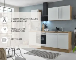 KOCHSTATION Küchenzeile »KS-Florida mit 38mm starker Arbeitsplatte« Breite 220 cm, wahlweise mit E-Geräten, Soft-Close-Funktion