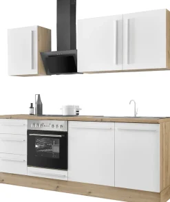 KOCHSTATION Küchenzeile »KS-Florida mit 38mm starker Arbeitsplatte« Breite 220 cm, wahlweise mit E-Geräten, Soft-Close-Funktion