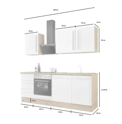 KOCHSTATION Küchenzeile »KS-Florida mit 38mm starker Arbeitsplatte« Breite 220 cm, wahlweise mit E-Geräten, Soft-Close-Funktion