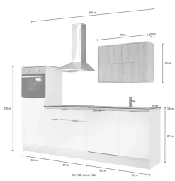 KOCHSTATION Küchenzeile »KS-Georgia, mit 38mm starker Arbeitsplatte« Breite 260 cm, wahlweise mit E-Geräten und Kühlschrank