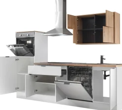 KOCHSTATION Küchenzeile »KS-Georgia, mit 38mm starker Arbeitsplatte« Breite 260 cm, wahlweise mit E-Geräten und Kühlschrank