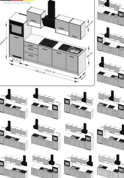 KOCHSTATION Küchenzeile »KS-Kolari, Küchenblock Made in Germany« Breite 290 cm, wahlweise mit Hanseatic-E-Geräten