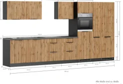 KOCHSTATION Küchenzeile »KS-Lagos, Breite 390 cm, wahlweise mit E-Geräten« GK-oder Induktionskochfeld, Spüle edelstahl oder schwarz