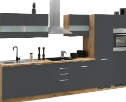 KOCHSTATION Küchenzeile »KS-Luhe« 360 cm breit, wahlweise mit oder ohne E-Geräten, gefräste MDF-Fronten