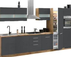 KOCHSTATION Küchenzeile »KS-Luhe« 360 cm breit, wahlweise mit oder ohne E-Geräten, gefräste MDF-Fronten