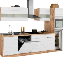 KOCHSTATION Küchenzeile »KS-Luhe« 300 cm breit, wahlweise mit oder ohne E-Geräten, gefräste MDF-Fronten