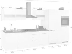 KOCHSTATION Küchenzeile »KS-Luhe« 390 cm breit, wahlweise mit oder ohne E-Geräten, gefräste MDF-Fronten