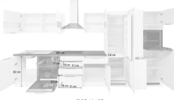 KOCHSTATION Küchenzeile »KS-Luhe« 390 cm breit, wahlweise mit oder ohne E-Geräten, gefräste MDF-Fronten