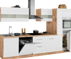 KOCHSTATION Küchenzeile »KS-Luhe« 330 cm breit, wahlweise mit oder ohne E-Geräten, gefräste MDF-Fronten
