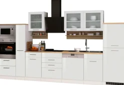 KOCHSTATION Küchenzeile »KS-Mailand« Breite 370 cm, mit E-Geräten, MDF Fronten