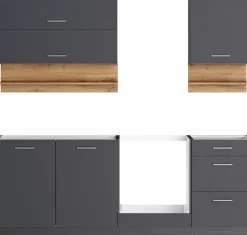 KOCHSTATION Küchenzeile »KS-Milan« 210 cm breit, robuste Metallauszüge, viel Stauraum
