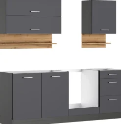 KOCHSTATION Küchenzeile »KS-Milan« 210 cm breit, robuste Metallauszüge, viel Stauraum