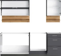 KOCHSTATION Küchenzeile »KS-Milan« 210 cm breit, robuste Metallauszüge, viel Stauraum
