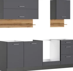 KOCHSTATION Küchenzeile »KS-Milan« 220 cm breit, robuste Metallauszüge, viel Stauraum