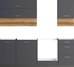 KOCHSTATION Küchenzeile »KS-Milan« 220 cm breit, robuste Metallauszüge, viel Stauraum