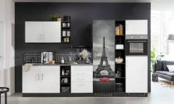 KOCHSTATION Küchenzeile »KS-Paris – Küchen mit einzigartigen Fotomotiven auf den Fronten« Breite 340 cm, wahlweise mit E-Geräten und Induktion