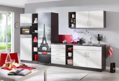KOCHSTATION Küchenzeile »KS-Paris – Küchen mit einzigartigen Fotomotiven auf den Fronten« Breite 340 cm, wahlweise mit E-Geräten und Induktion